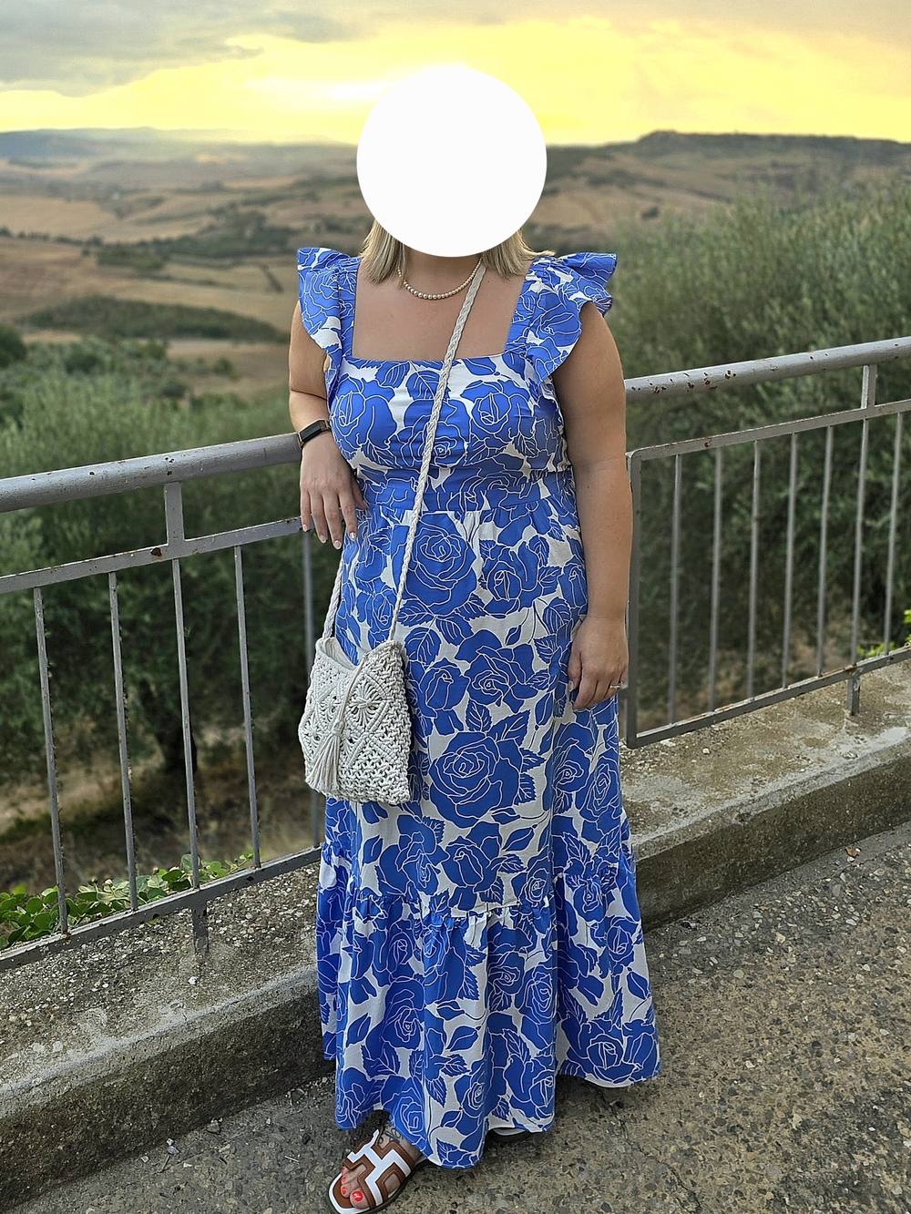 London Times Blue & White Floral Flutter Sleeve Maxi Dress - Picture 8 of 8